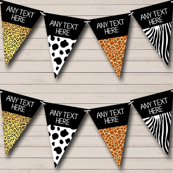 Animal Print Leopard Zebra Giraffe Custom Personalised Birthday Party Flag Banner Bunting