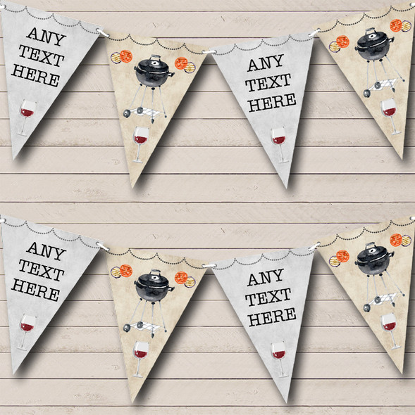 BBQ Grill Cookout Wine Custom Personalised Birthday Party Flag Banner Bunting