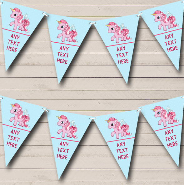 Blue & Pink Unicorn Custom Personalised Baby Shower Flag Banner Bunting