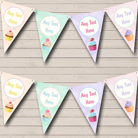 Cakes Cupcakes Baking Pastel Custom Personalised Childrens Party Flag Banner Bunting