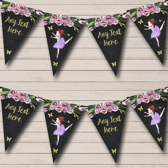 Chalk & Gold Ballerina Ballet Custom Personalised Childrens Party Flag Banner Bunting