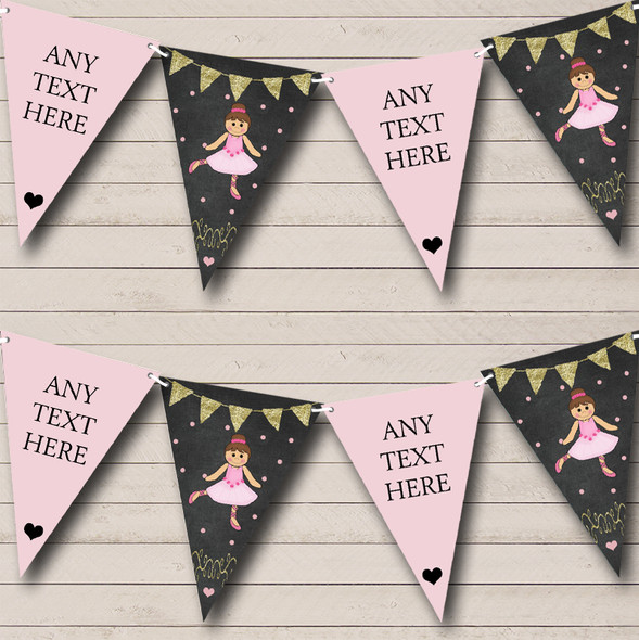 Chalk Gold Girls Ballerina Ballet Custom Personalised Childrens Party Flag Banner Bunting