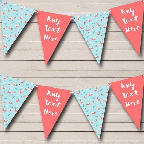 Coral Tropical Cocktail Custom Personalised Birthday Party Flag Banner Bunting