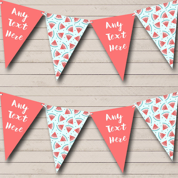 Coral Tropical Watermelon Custom Personalised Birthday Party Flag Banner Bunting