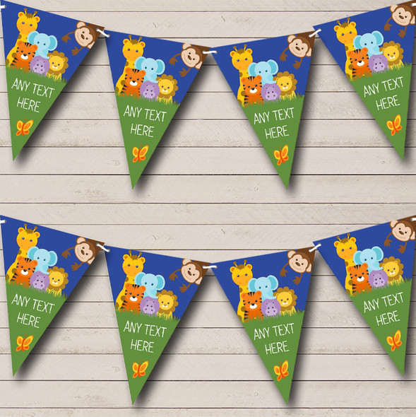 Cute Jungle Animals Custom Personalised Baby Shower Flag Banner Bunting