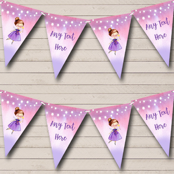 Fairy Pink Purple Custom Personalised Baby Shower Flag Banner Bunting