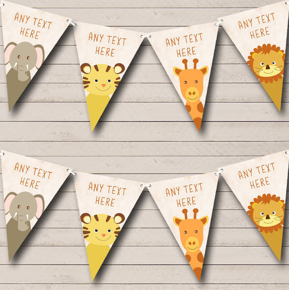 Jungle Animals Cute Custom Personalised Baby Shower Flag Banner Bunting