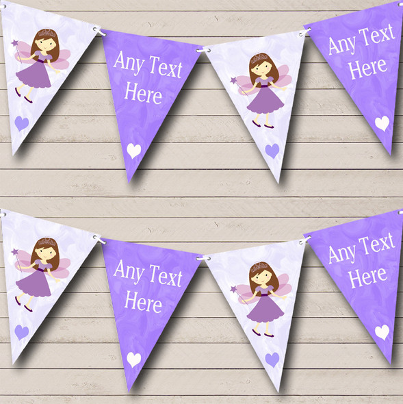 Marble Purple Fairy Custom Personalised Childrens Party Flag Banner Bunting