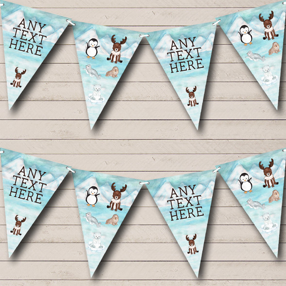 Polar Ice Animals Custom Personalised Baby Shower Flag Banner Bunting