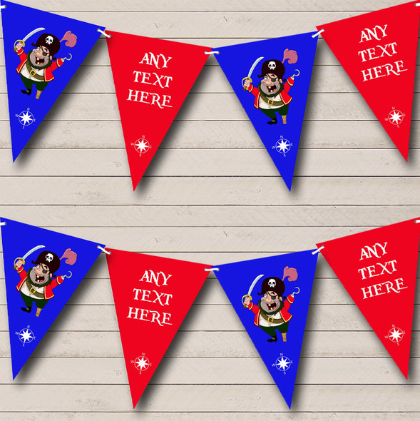 Red & Blue Pirate Custom Personalised Childrens Party Flag Banner Bunting