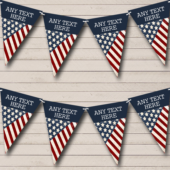 USA American Flag Vintage 4th July Custom Personalised Birthday Party Flag Banner Bunting