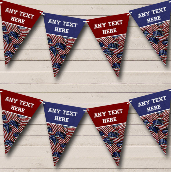 Vintage USA American Flag 4th July Custom Personalised Birthday Flag Banner Bunting