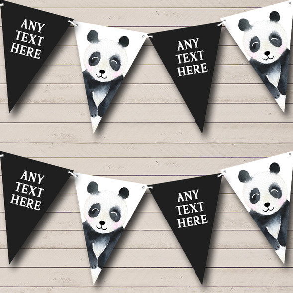 Watercolour Animal Panda Custom Personalised Baby Shower Flag Banner Bunting