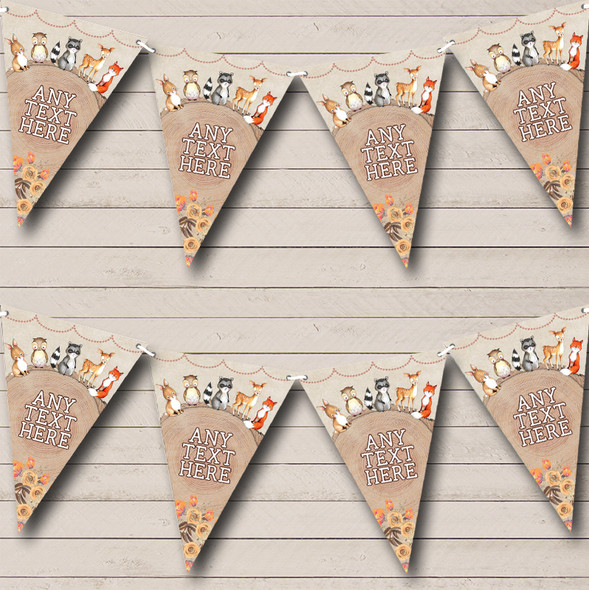 Woodland Baby Forest Animals Fox Custom Personalised Childrens Party Flag Banner Bunting