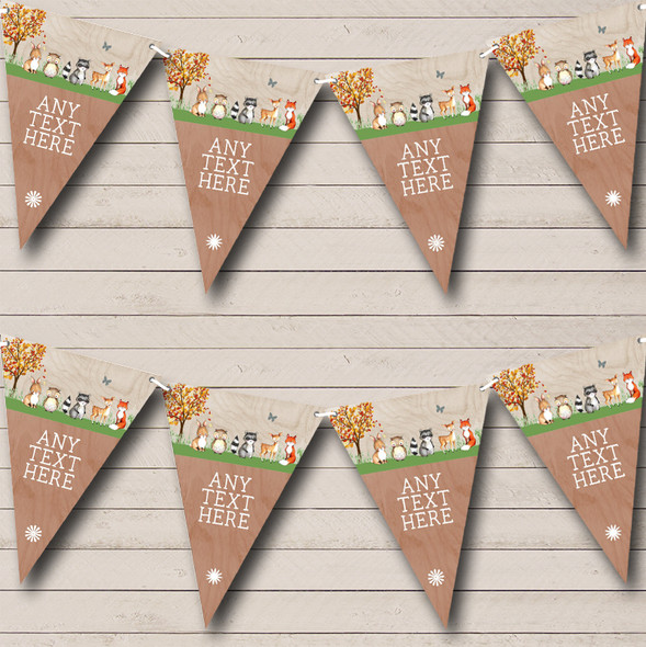 Woodland Forest Animals Fox Custom Personalised Baby Shower Flag Banner Bunting