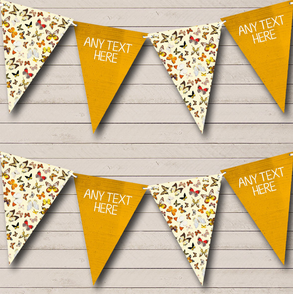 Yellow Butterfly Custom Personalised Baby Shower Flag Banner Bunting