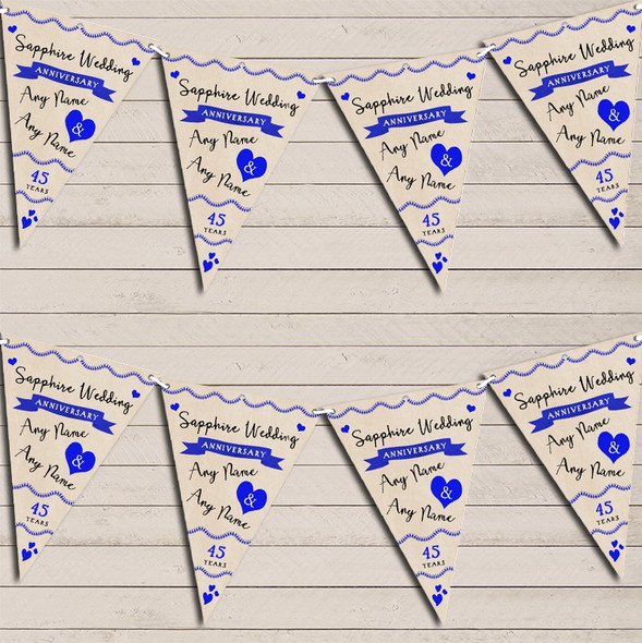 Party Decoration Sapphire 45th Wedding Anniversary Flag Banner Bunting Garland Party Banner