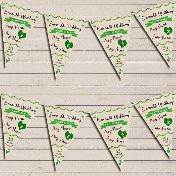 Party Decoration Emerald 55th Wedding Anniversary Flag Banner Bunting Garland Party Banner