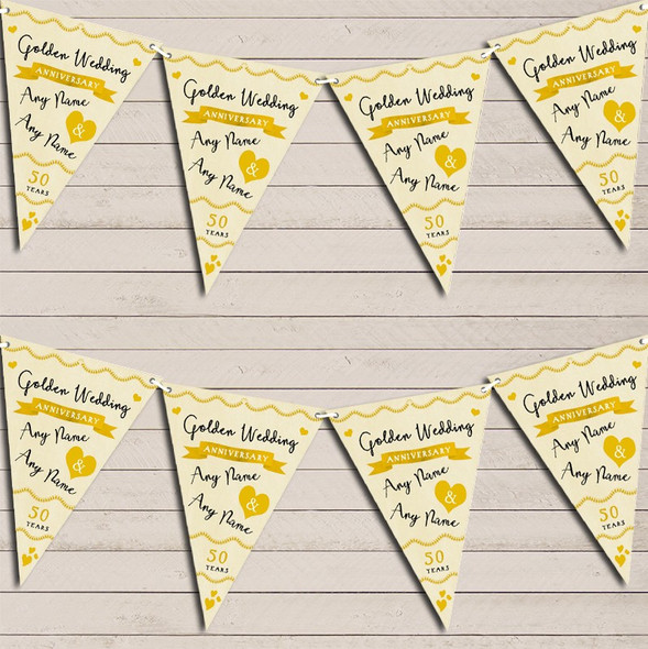 Party Decoration Golden 50th Wedding Anniversary Flag Banner Bunting Garland Party Banner