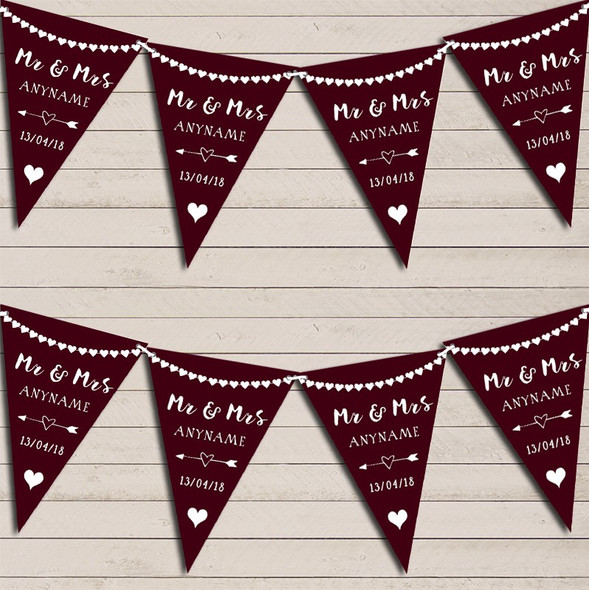 Heart Garland Mr & Mrs Plum Wedding Anniversary Flag Banner Bunting Garland Party Banner