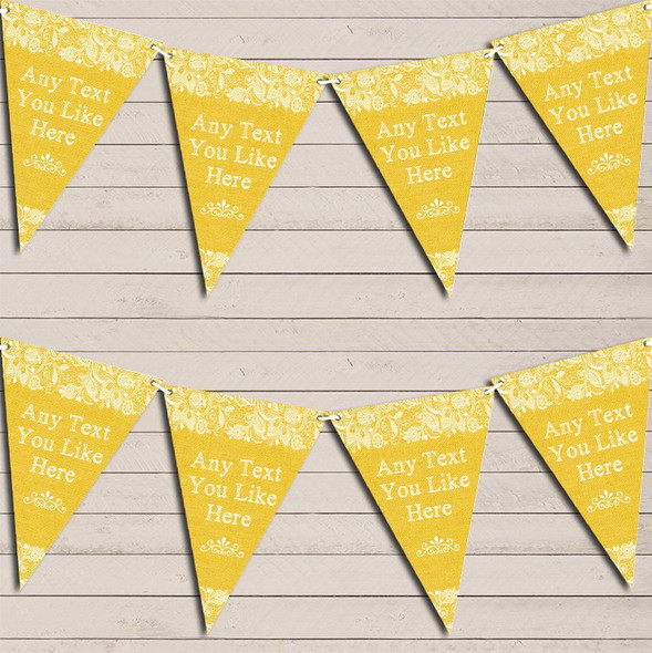 Pretty Lace Golden Yellow Wedding Anniversary Flag Banner Bunting Garland Party Banner
