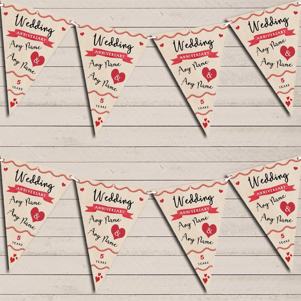 Party Decoration 5th Wedding Anniversary Flag Banner Bunting Garland Party Banner