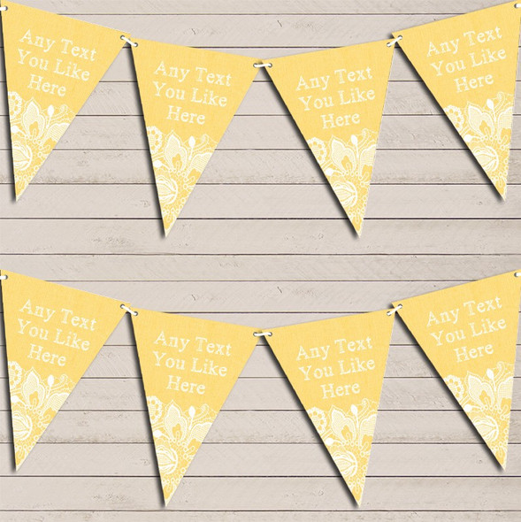 Yellow Burlap & Lace Wedding Anniversary Flag Banner Bunting Garland Party Banner