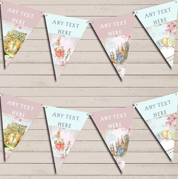 Peter Rabbit Shabby Chic Baby Shower Flag Banner Bunting Garland Party Banner