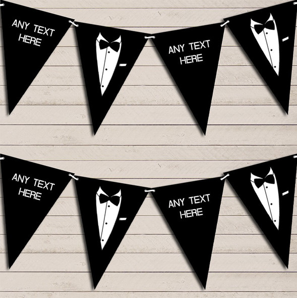 Tuxedo Black Tie Ball Prom James Bond Birthday Flag Banner Bunting Garland Party Banner