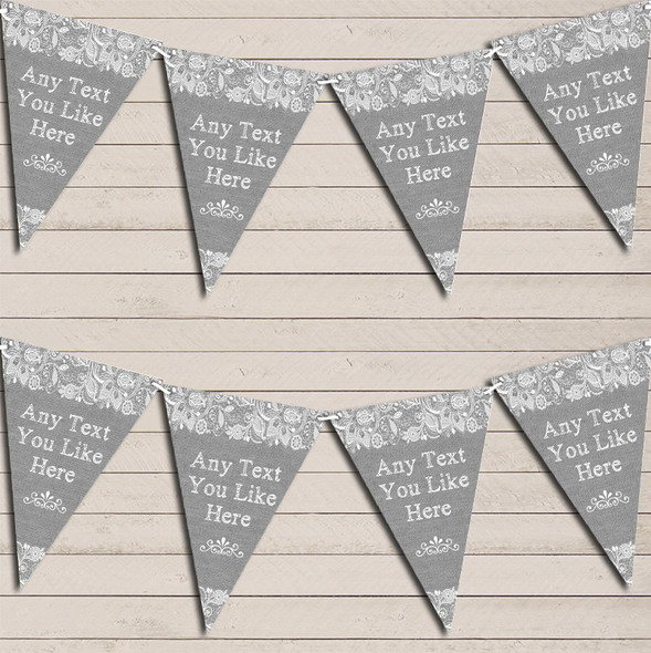 Pretty Lace Grey Birthday Flag Banner Bunting Garland Party Banner