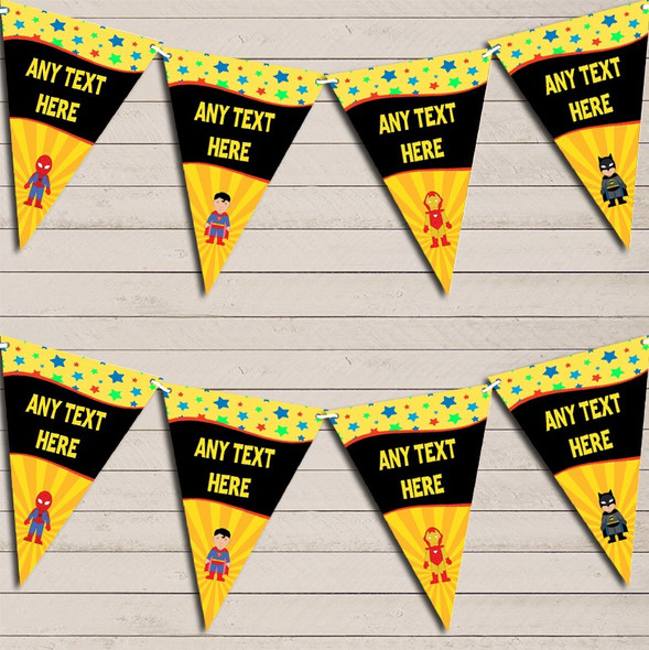 Superhero Comic Spiderman Batman Superman Iron Man Birthday Flag Banner Bunting Party Banner