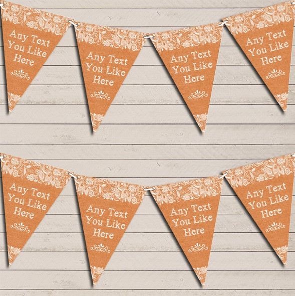 Pretty Lace Burnt Orange Retirement Flag Banner Bunting Garland Party Banner