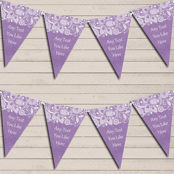 Burlap & Lace Purple Retirement Flag Banner Bunting Garland Party Banner