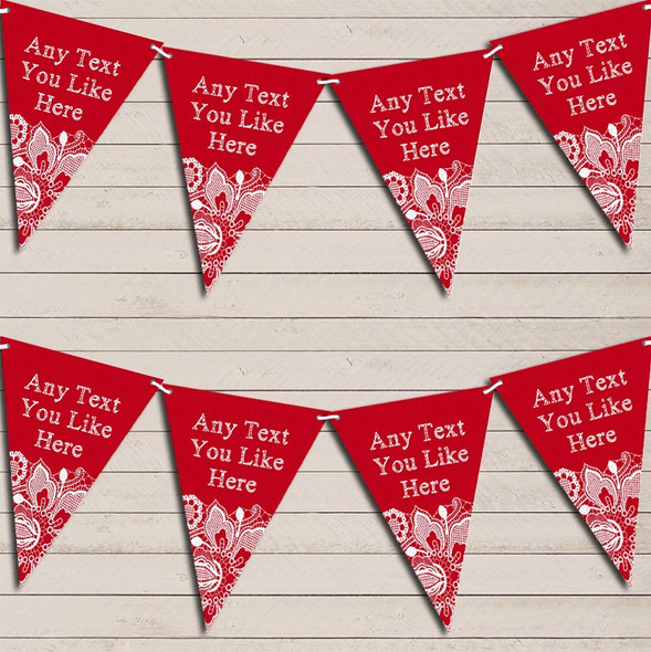 Red Burlap & Lace Retirement Flag Banner Bunting Garland Party Banner