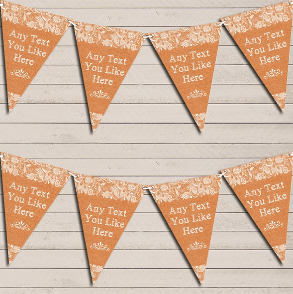 Pretty Lace Burnt Orange Tea Party Flag Banner Bunting Garland Party Banner