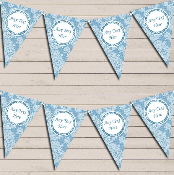 Lace Pattern Blue Tea Party Flag Banner Bunting Garland Party Banner
