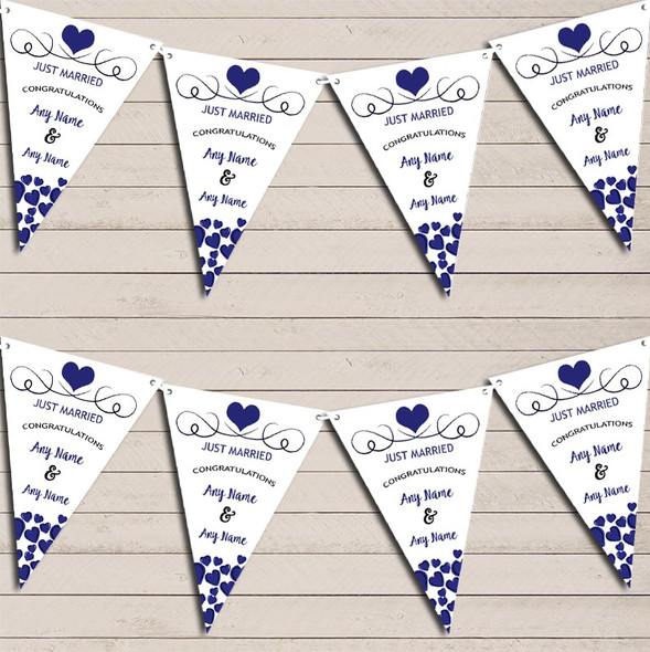 Hearts Party Decoration Just Married Navy Blue Wedding Day Flag Banner Bunting Party Banner