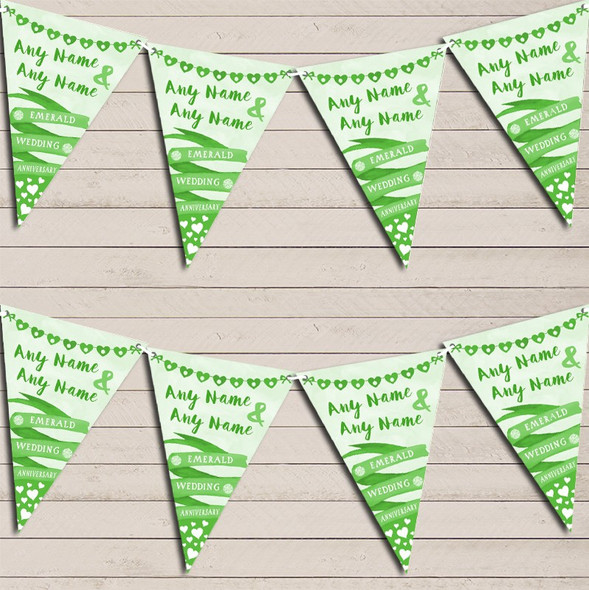 & Hearts Emerald 55th Wedding Day Married Flag Banner Bunting Garland Party Banner