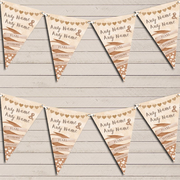 & Hearts Pearl 30th Wedding Day Married Flag Banner Bunting Garland Party Banner