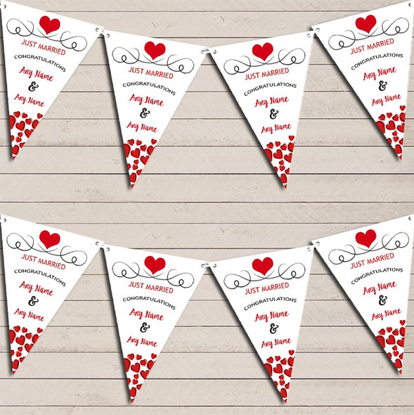 Hearts Party Decoration Just Married Red Wedding Day Flag Banner Bunting Party Banner