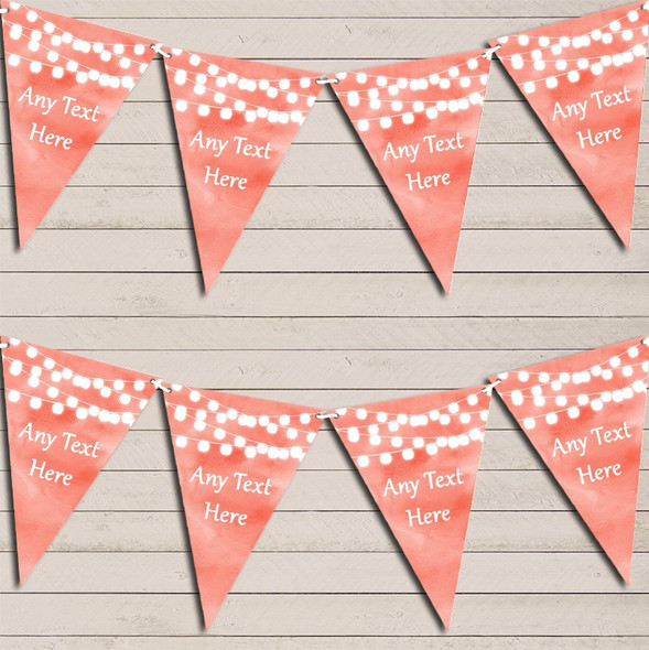 Coral Watercolour Lights Wedding Day Married Flag Banner Bunting Garland Party Banner