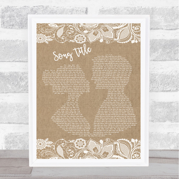 Leona Lewis Footprints In The Sand Burlap & Lace Song Lyric Wall Art Print - Or Any Song You Choose