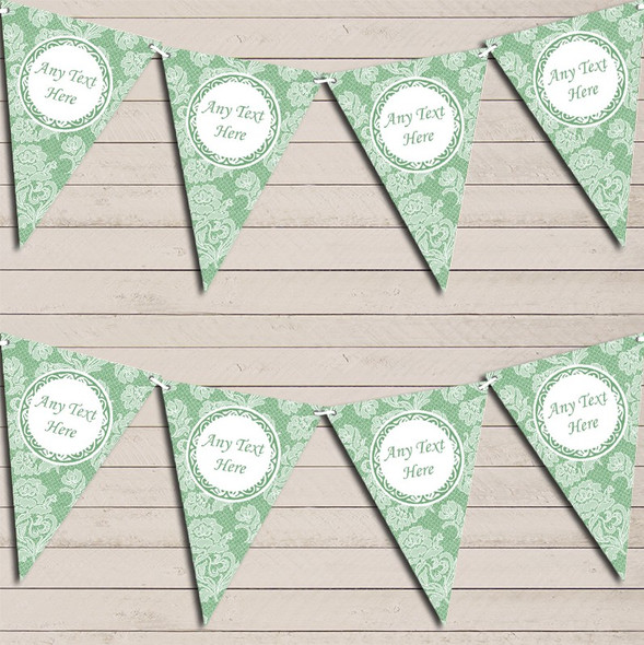 Lace Pattern Green Wedding Day Married Flag Banner Bunting Garland Party Banner