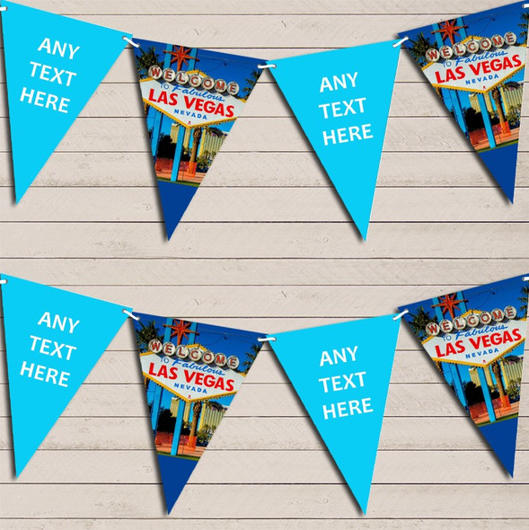 Blue Las Vegas Wedding Day Married Flag Banner Bunting Garland Party Banner
