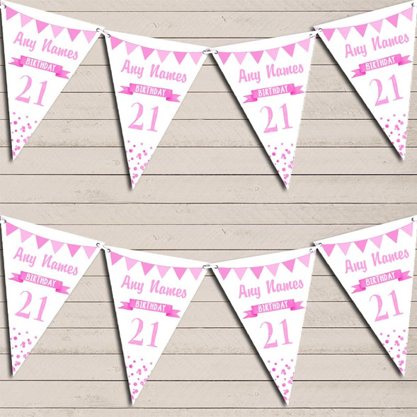 Any Age Birthday 18th 21st 30th 40th 50th 60th Baby Pink Birthday Flag Banner Bunting