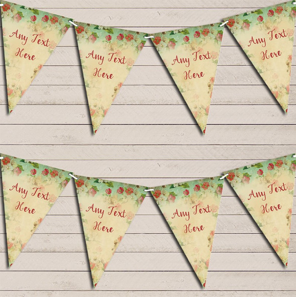 Shabby Chic Floral Vintage Green Red Custom Personalised Birthday Flag Banner Bunting