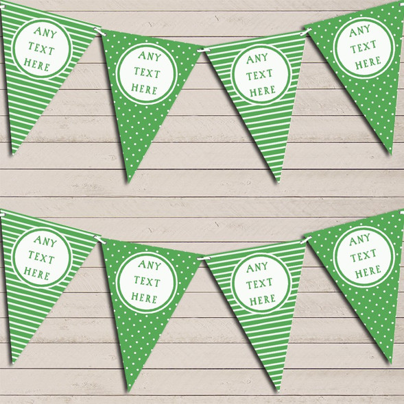 Stripes & Polka Dot Green Custom Personalised Birthday Flag Banner Bunting