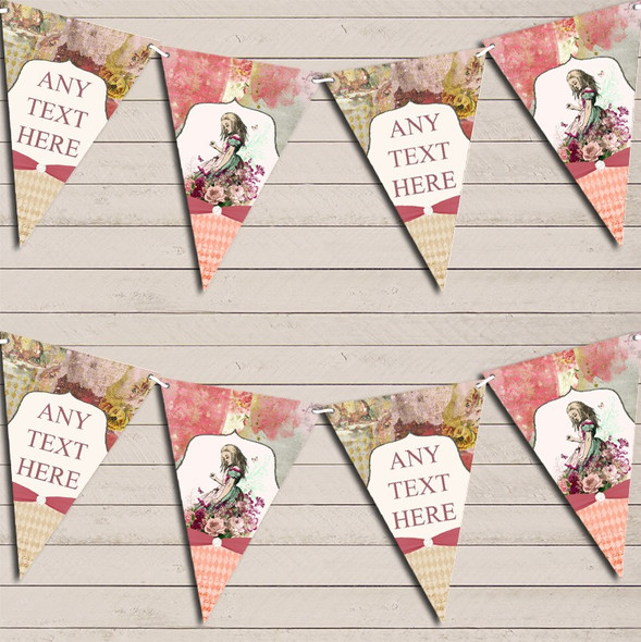 Vintage Alice In Wonderland Custom Personalised Birthday Flag Banner Bunting