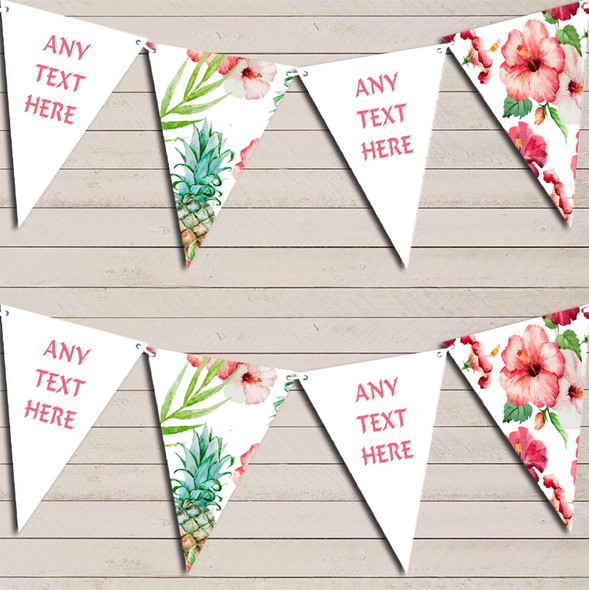 Watercolour Tropical Floral Hawaiian Beach Lei Luau Birthday Flag Banner Bunting