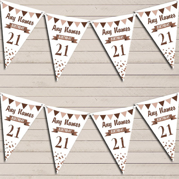 Any Age Birthday 18th 21st 30th 40th 50th 60th Brown Birthday Flag Banner Bunting